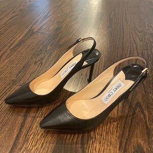 Black Jimmy Choo 85 Slingback 36.5